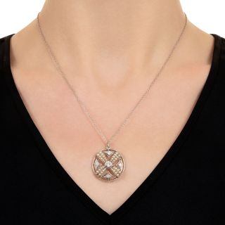 Edwardian Diamond and Seed Pearl Circle Pendant