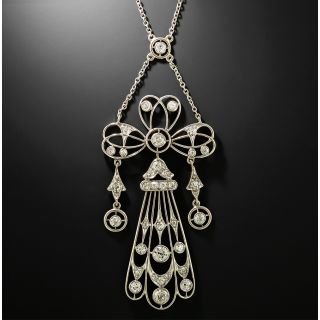 Edwardian Diamond Dangle Necklace - 3