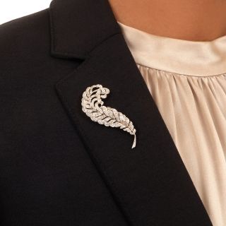 Edwardian Diamond Feather Brooch