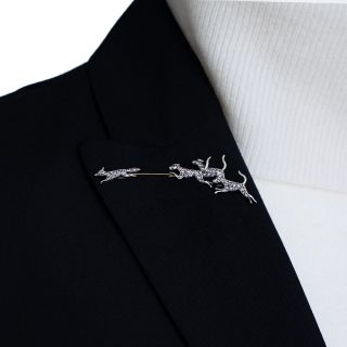 Edwardian Diamond Fox Hunt Pin
