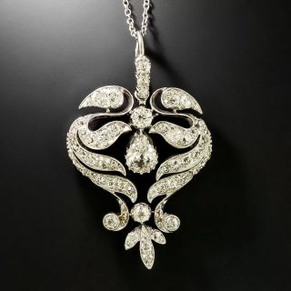 Edwardian Diamond Necklace with Pear-Shaped Dangle - 3