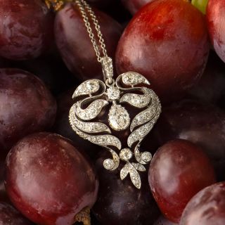 Edwardian Diamond Necklace with Pear-Shaped Dangle