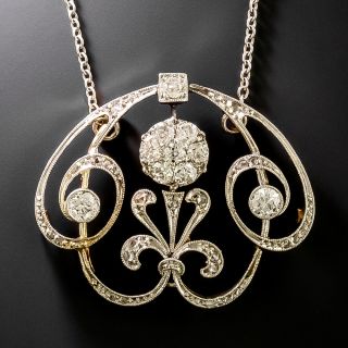 Edwardian Diamond Scroll Pendant/Brooch - 2