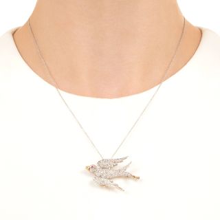Edwardian Diamond Swallow Pendant/Brooch