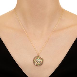 Edwardian Enamel and Natural Pearl Necklace by Riker Bros.