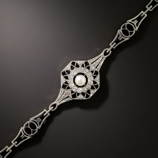 Edwardian Natural Pearl and Diamond Bracelet - 3