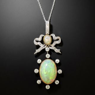 Edwardian Opal And Diamond Bow Necklace - 2