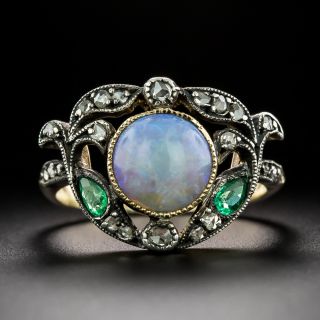 Edwardian Opal, Emerald and Diamond Ring - 3