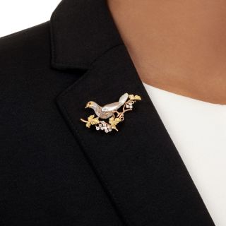 Edwardian Pearl and Diamond Bird Brooch