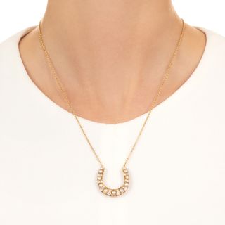 Edwardian Pearl and Diamond Horseshoe Necklace