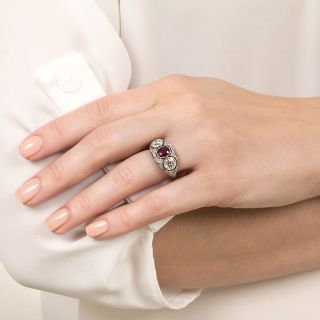 Edwardian Ruby and Diamond Ring - AGL
