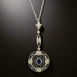 Edwardian Sapphire and Diamond Drop Necklace - 3