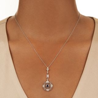 Edwardian Sapphire and Diamond Drop Necklace