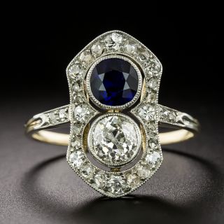 Edwardian Sapphire and Diamond Toi et Moi Ring - 3