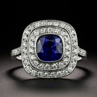 Edwardian-Style 2.60 Carat Sapphire and Diamond Ring - GIA - 3