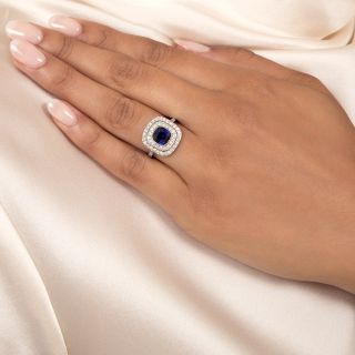 Edwardian-Style 2.60 Carat Sapphire and Diamond Ring - GIA