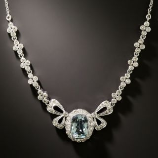 Edwardian-Style Aquamarine and Diamond Necklace - 2