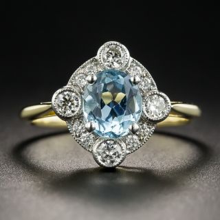 Edwardian-Style Aquamarine and Diamond Ring  - 1