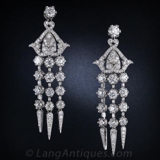 Edwardian-Style Diamond Platinum Chandelier Earrings - 1