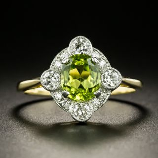 Edwardian-Style Peridot and Diamond Ring, English - 2