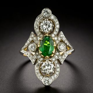 Edwardian-Style Tsavorite Garnet and Diamond Dinner Ring - 3