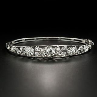 Edwardian Three-Stone Diamond Bangle Bracelet - 2