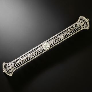 Egyptian Revival Diamond Bar Brooch - 4