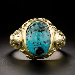 Egyptian Revival Turquoise Pharaoh Ring by Jones & Woodland - 2