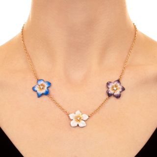 Enamel Flowers Necklace