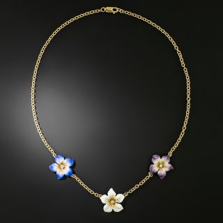 Enamel Flowers Necklace - 4