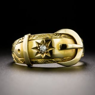 English 18K Victorian Diamond Buckle Ring, Circa 1902 - 2