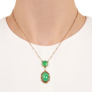 English Art Deco Double Jade Necklace