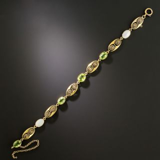 English Arts and Crafts Peridot and Mother-of-Pearl Bracelet - 3