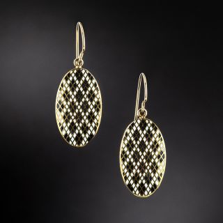 English Edwardian Blue and White Enamel Earrings - 2