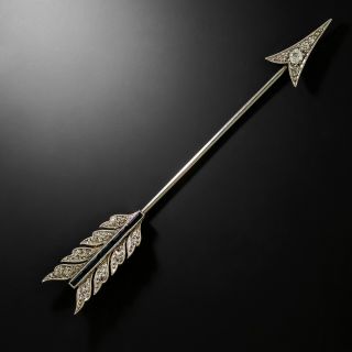 English Edwardian Diamond and Onyx Arrow Jabot Pin - 2