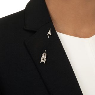 English Edwardian Diamond and Onyx Arrow Jabot Pin