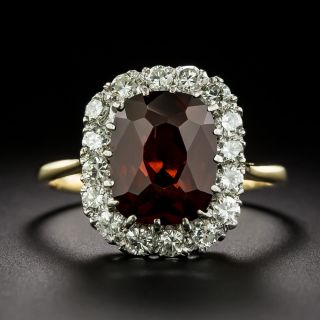 English Mid-Century Garnet and Diamond Halo Ring - 3