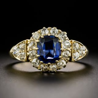 Victorian 1.50 Carat No-Heat Sapphire and Diamond Ring - GIA - 2