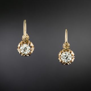 English Victorian .75 Carat Diamond Earrings - 2