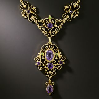 English Victorian Amethyst and Demantoid Garnet Necklace by Murrle Bennett & Co. - 2