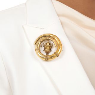English Victorian Amphora Scroll Brooch