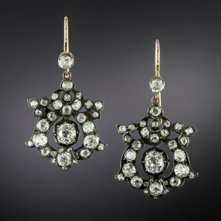 English Victorian Diamond Dangle Earrings - 1