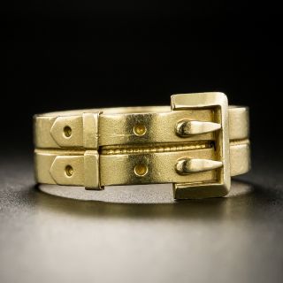 English Victorian Double Belt Buckle Ring - 4