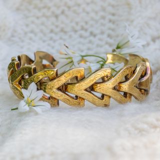 English Victorian Engraved Link Bracelet