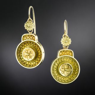 English Victorian Etruscan Revival Dangle Earrings - 2