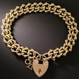 English Victorian Fancy Curb Link Padlock Bracelet, Circa 1904 - 2