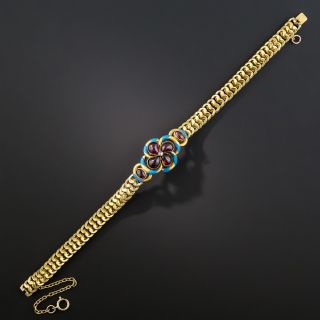 English Victorian Garnet and Enamel Bracelet - 1