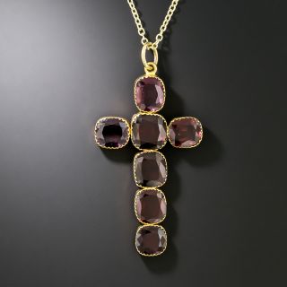 English Victorian Garnet Cross Pendant - 4