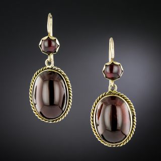 English Victorian Garnet Earrings - 3