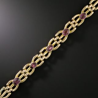 English Victorian Garnet Gate Bracelet - 2